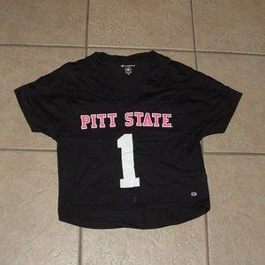 LIKE NEW Black Sz Medium Sporty PITT STATE Cropped Athletic Shirt CHAMPION